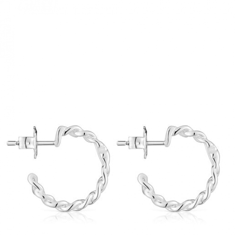 Tous Bold Motif Hoop Women's Earrings Silver | GHN172389 | Usa