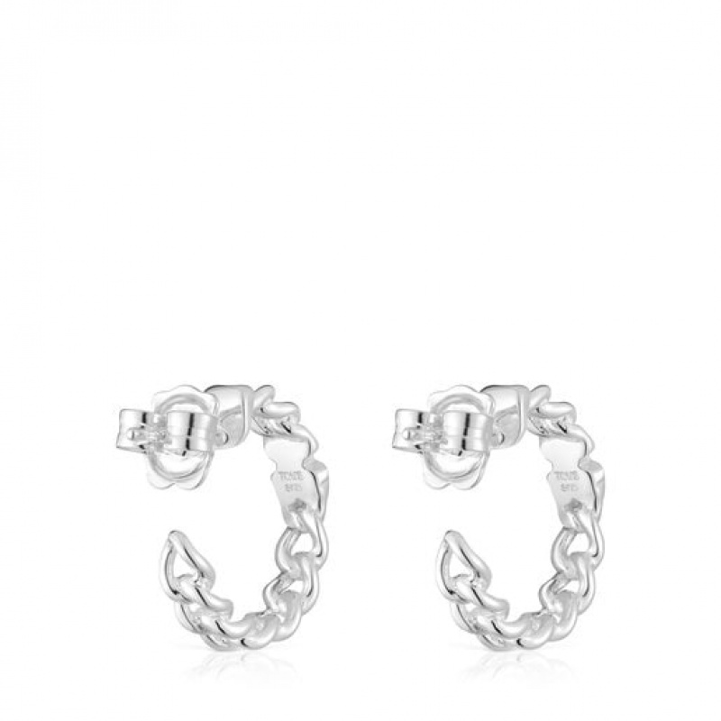 Tous Bold Motif Hoop Women's Earrings Silver | GHN172389 | Usa