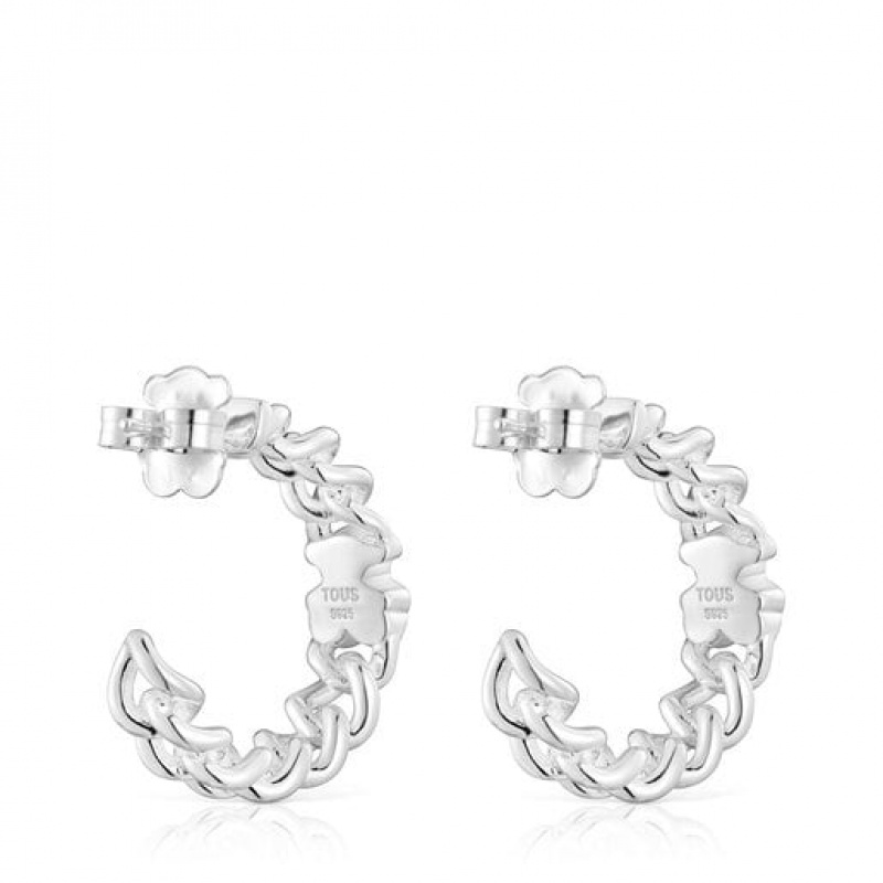 Tous Bold Motif Hoop Women's Earrings Silver | QJR680745 | Usa