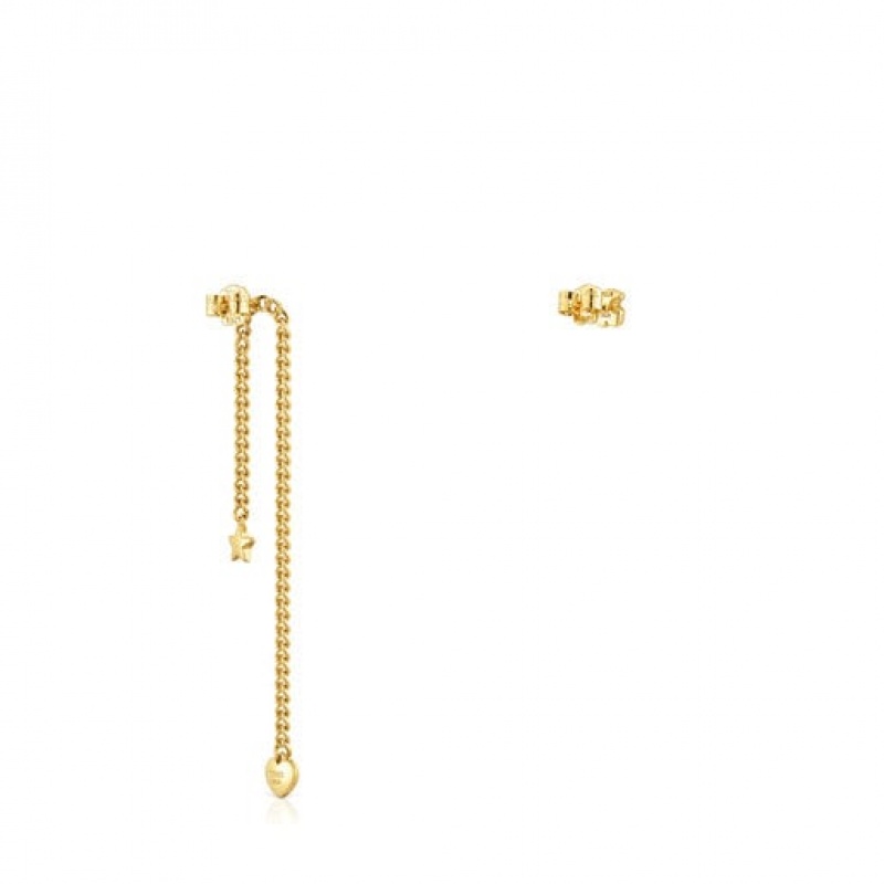 Tous Bold Motif Long Women's Earrings 18k Gold | LHQ640931 | Usa