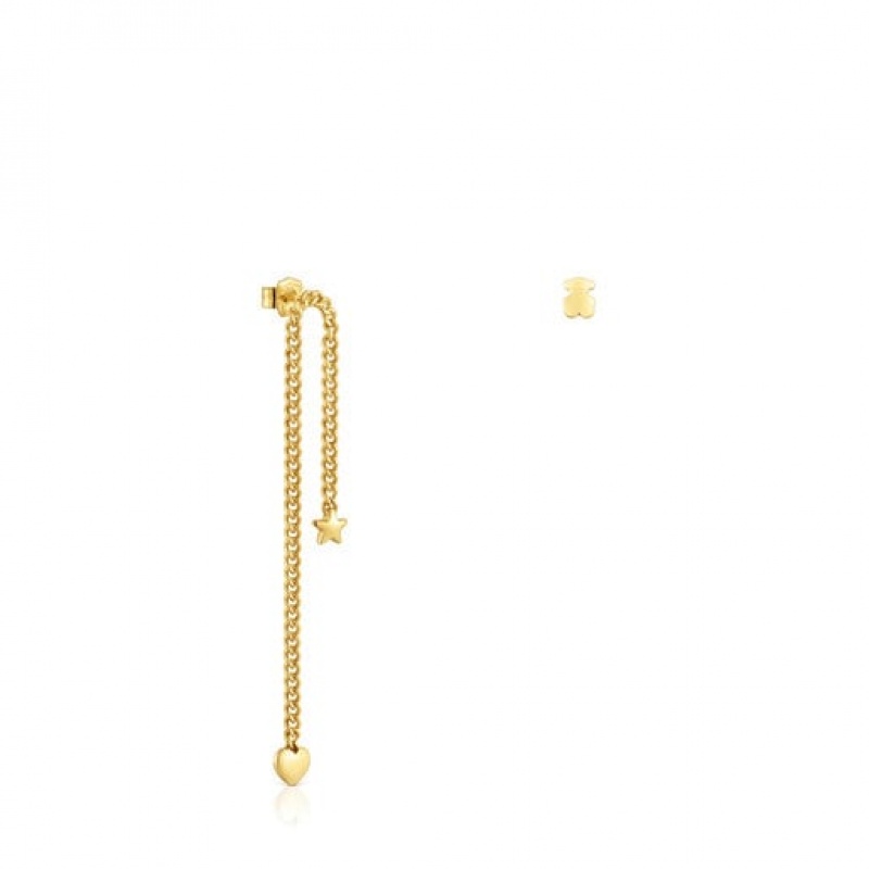 Tous Bold Motif Long Women\'s Earrings 18k Gold | LHQ640931 | Usa