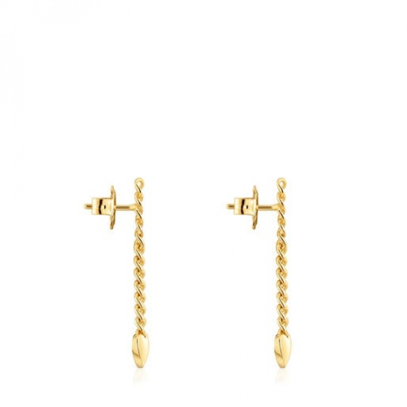 Tous Bold Motif Long Women's Earrings 18k Gold | QWU392407 | Usa