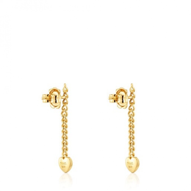 Tous Bold Motif Long Women's Earrings 18k Gold | QWU392407 | Usa