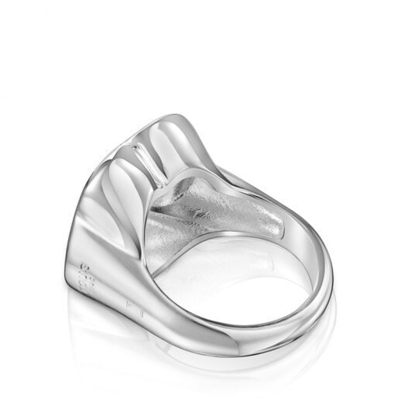 Tous Bold Motif Signet Women's Rings Silver | SUA945271 | Usa