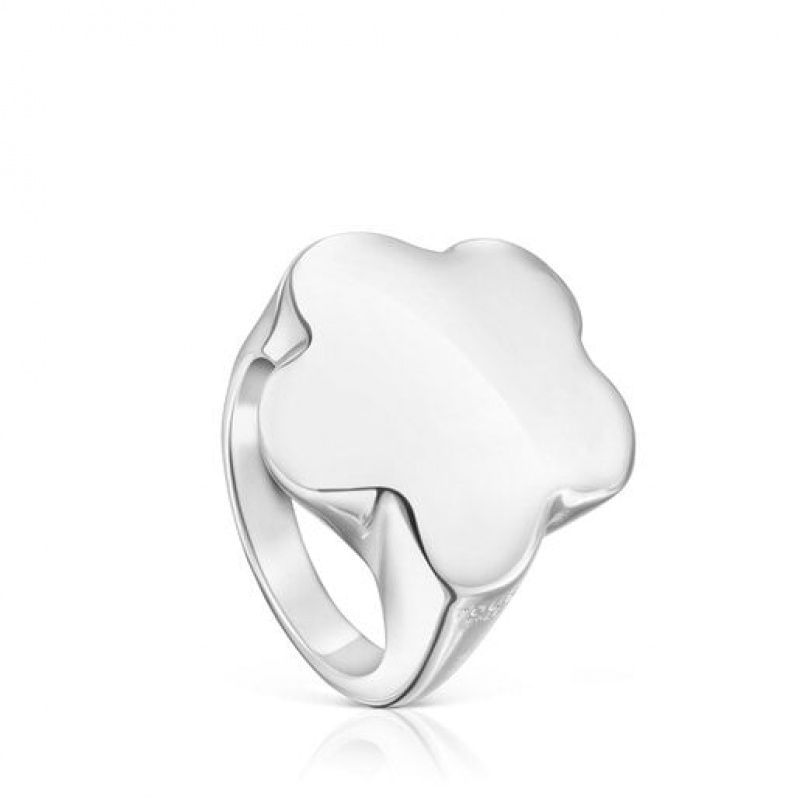 Tous Bold Motif Signet Women's Rings Silver | SUA945271 | Usa