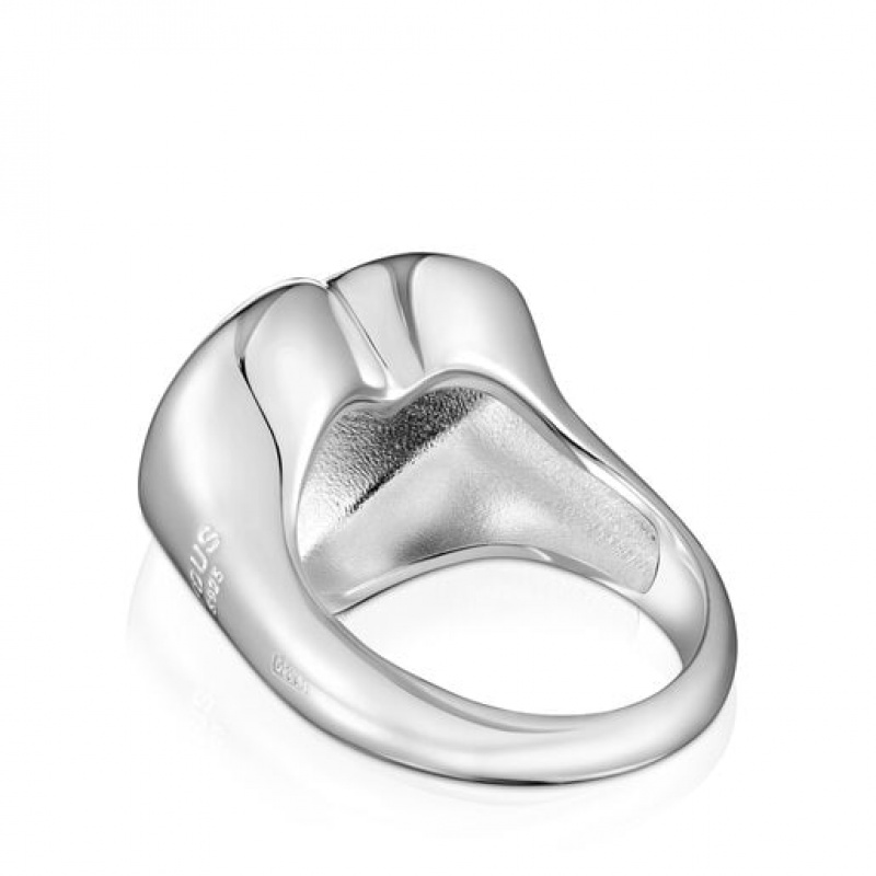 Tous Bold Motif Signet Women's Rings Silver | WQT046581 | Usa