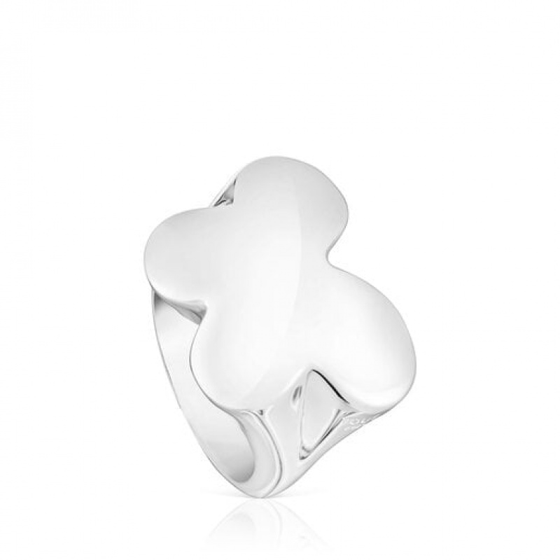 Tous Bold Motif Signet Women's Rings Silver | HPK746295 | Usa