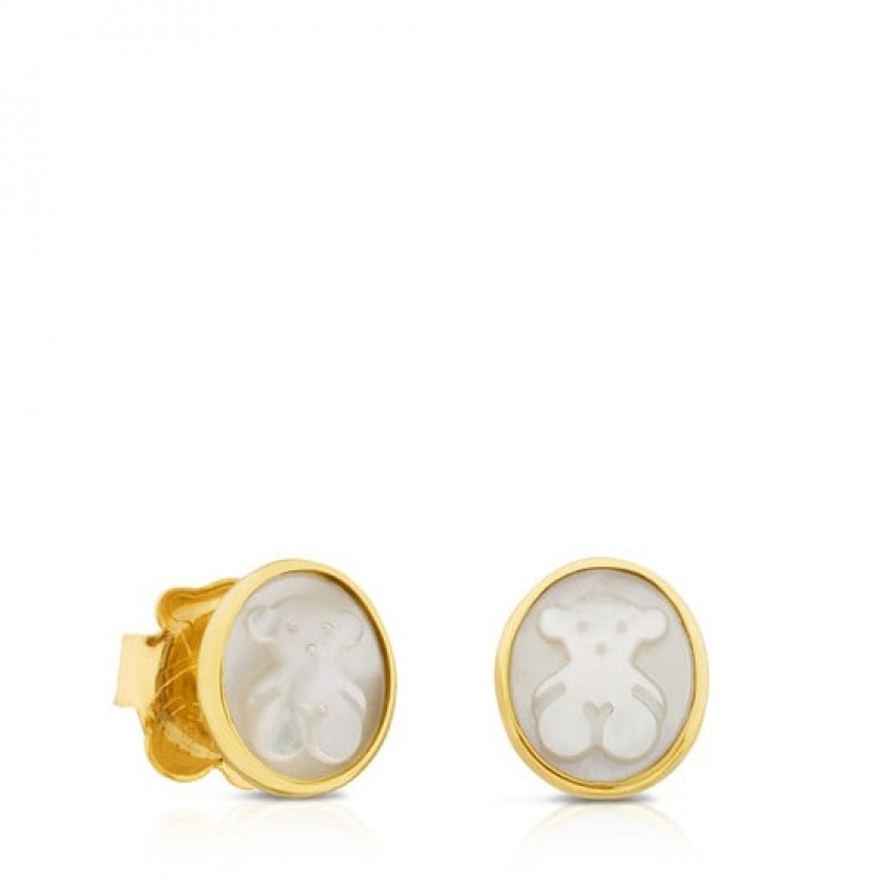 Tous Camee Small Women\'s Earrings 18k Gold | DNI439580 | Usa