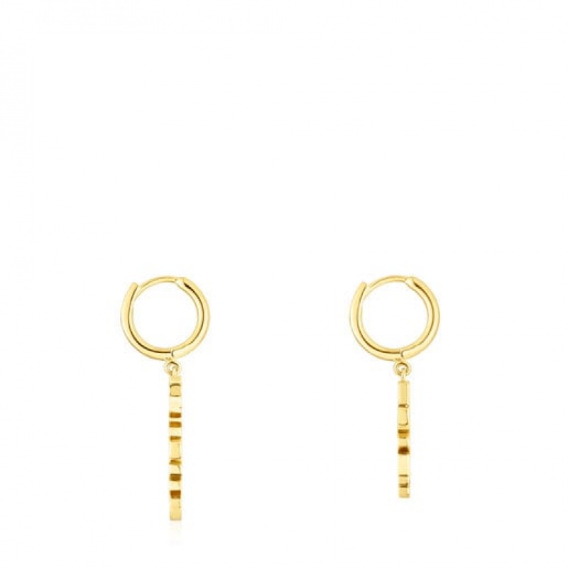 Tous Crossword Hoop Women's Earrings 18k Gold | DWP394715 | Usa