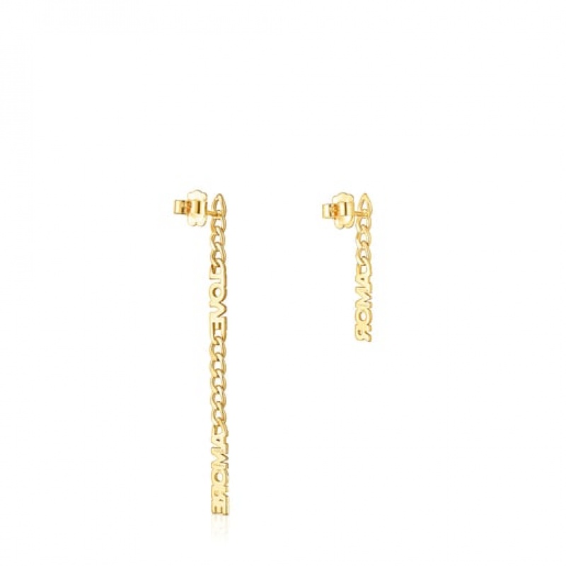 Tous Crossword Long Women's Earrings 18k Gold | JWQ590176 | Usa