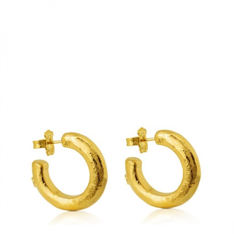 Tous Duna Tube Hoop Women's Earrings 18k Gold | VSL945862 | Usa