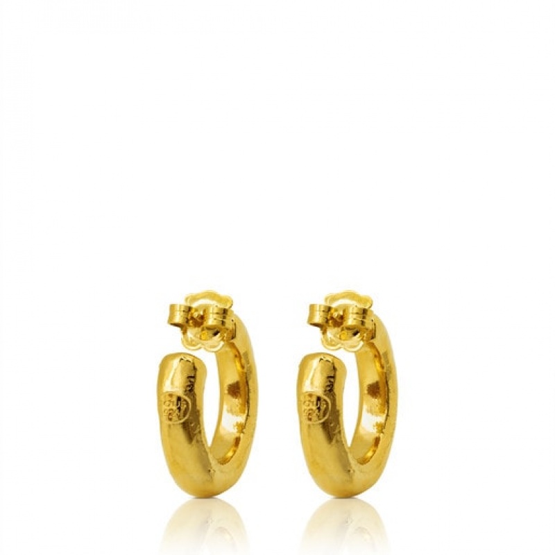 Tous Duna Tube Hoop Women's Earrings 18k Gold | VSL945862 | Usa