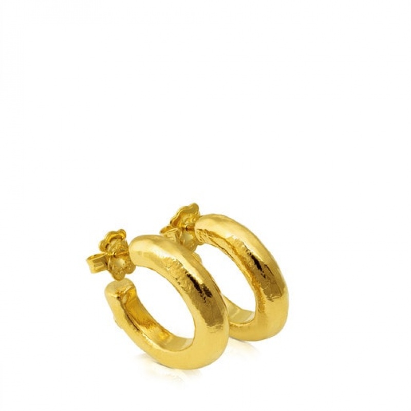 Tous Duna Tube Hoop Women's Earrings 18k Gold | VSL945862 | Usa