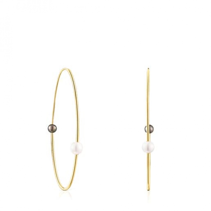 Tous Elipse Hoop Women\'s Earrings 18k Gold | UGR827064 | Usa