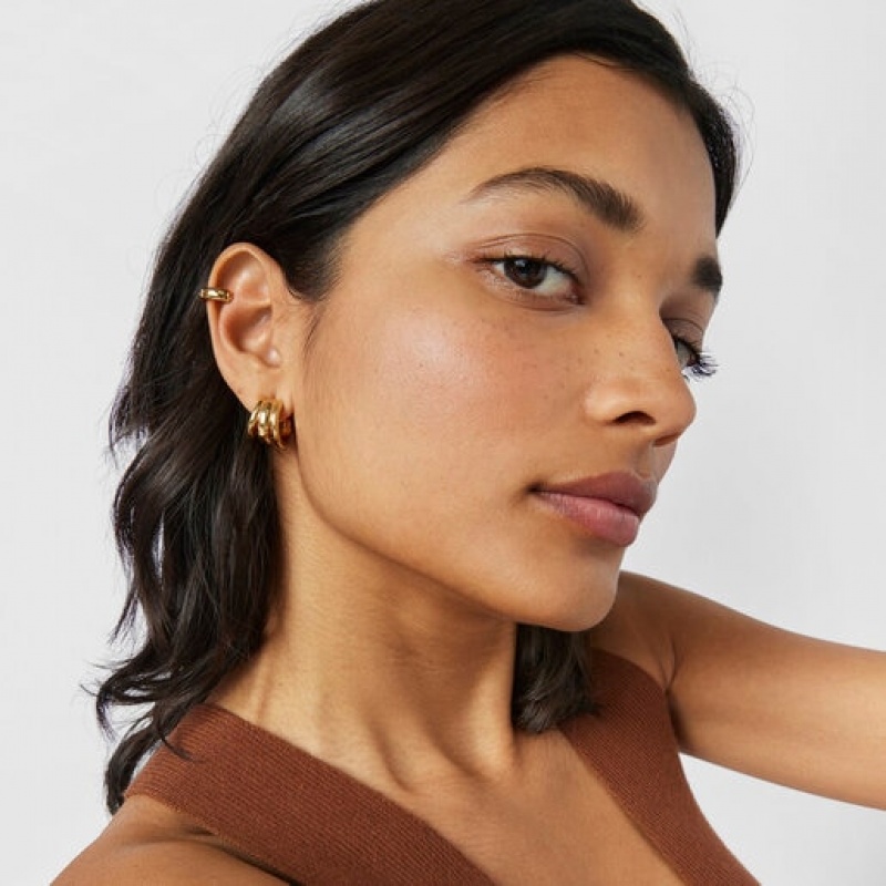 Tous Fellow Hoop Women's Earrings 18k Gold | WOR350872 | Usa