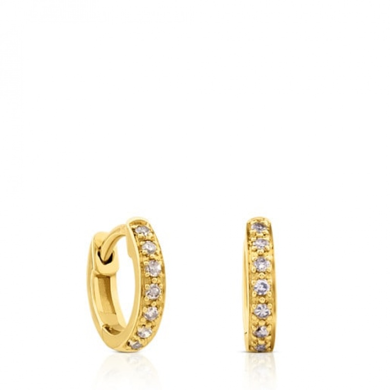 Tous Gem Power Hoop Women\'s Earrings 18k Gold | JAK947632 | Usa