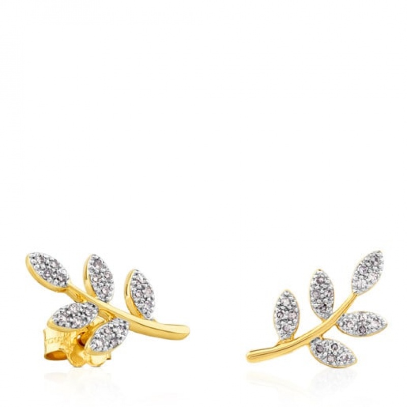 Tous Gem Power Small Women\'s Earrings 18k Gold | AQK840271 | Usa