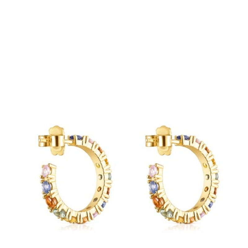 Tous Glaring Hoop Women's Earrings 18k Gold | DSL941237 | Usa