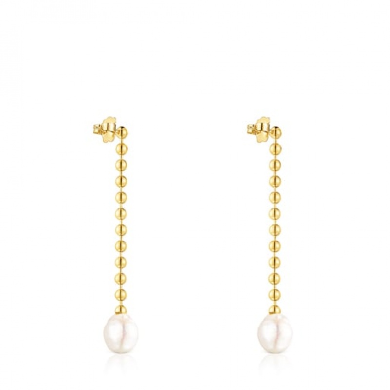 Tous Gloss Long Women's Earrings 18k Gold | POU306587 | Usa