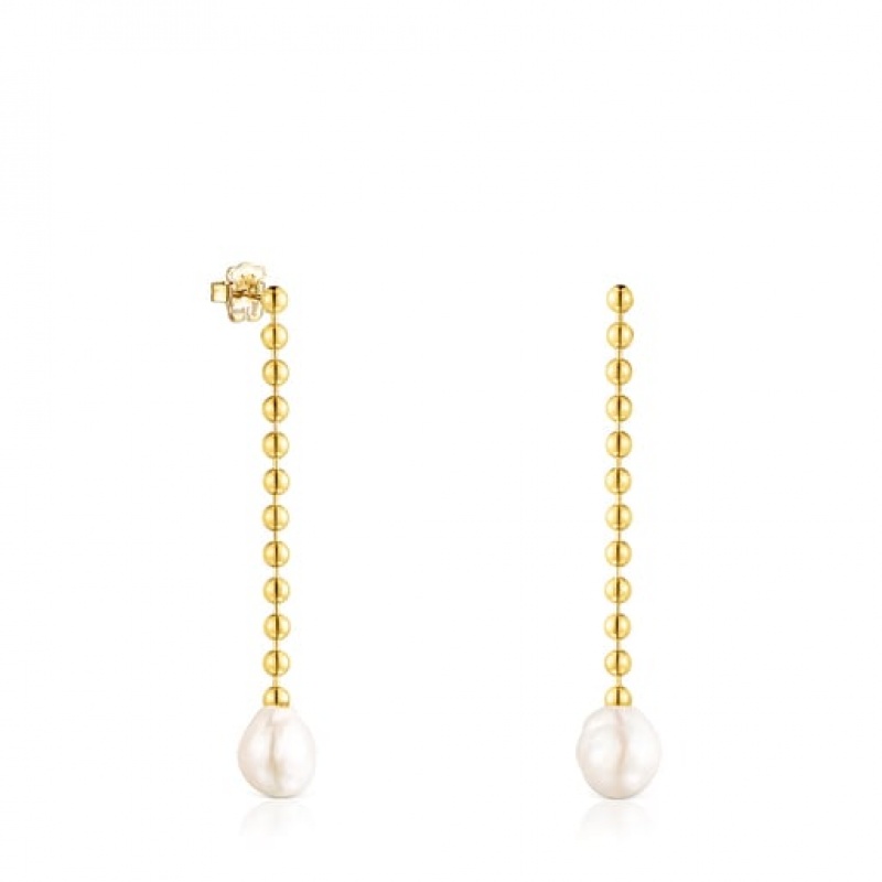 Tous Gloss Long Women\'s Earrings 18k Gold | POU306587 | Usa