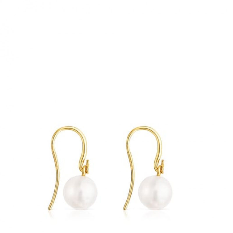 Tous Gloss Pearl Women's Earrings 18k Gold | KNJ758092 | Usa