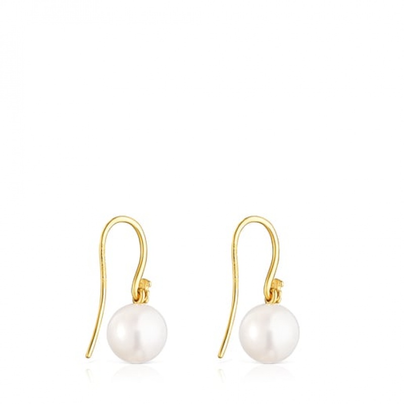 Tous Gloss Pearl Women's Earrings 18k Gold | KNJ758092 | Usa