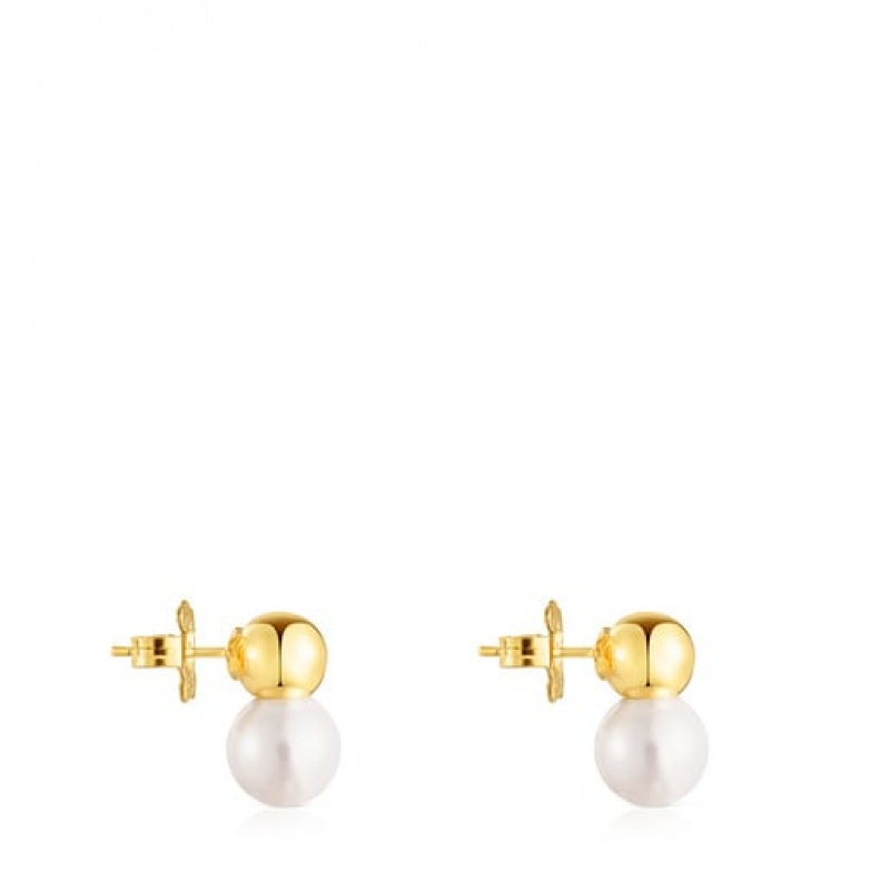 Tous Gloss Pearl Women's Earrings 18k Gold | HFN605843 | Usa