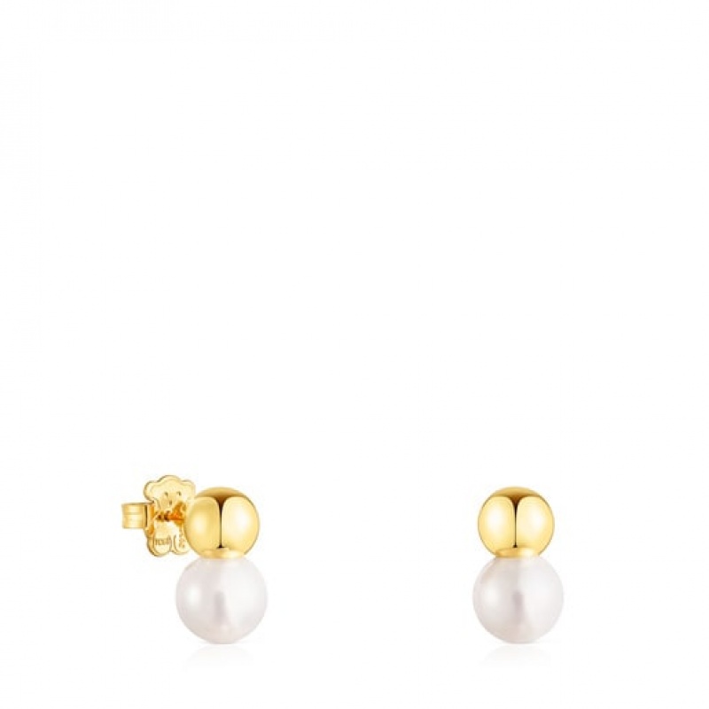 Tous Gloss Pearl Women\'s Earrings 18k Gold | HFN605843 | Usa