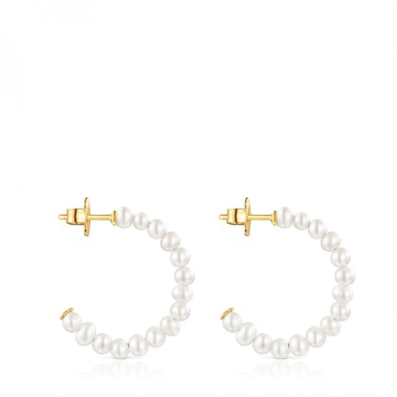 Tous Gloss Pearl Women's Earrings 18k Gold | VYS712485 | Usa