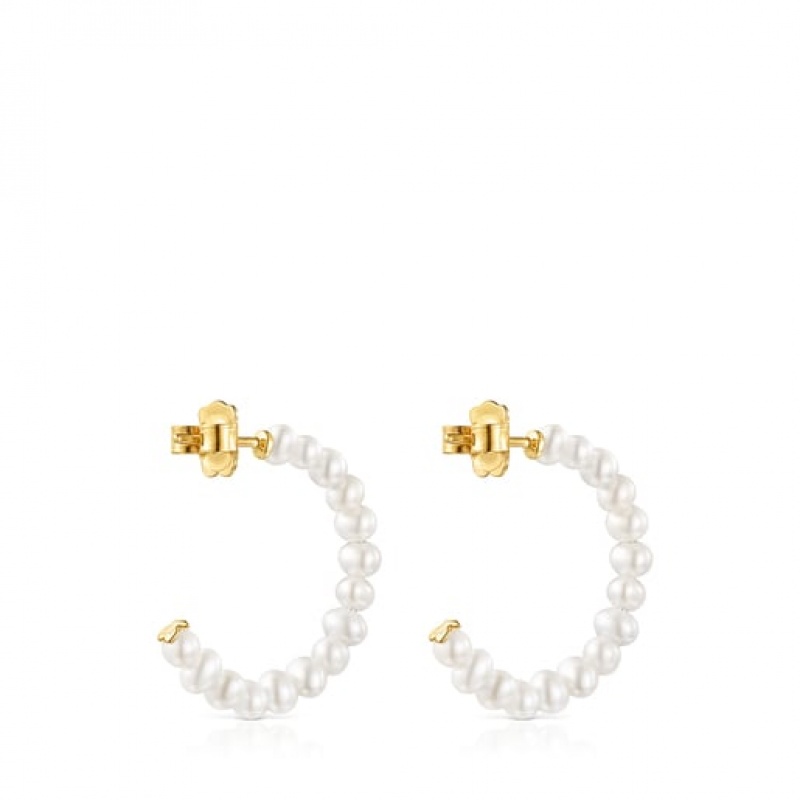 Tous Gloss Pearl Women's Earrings 18k Gold | VYS712485 | Usa