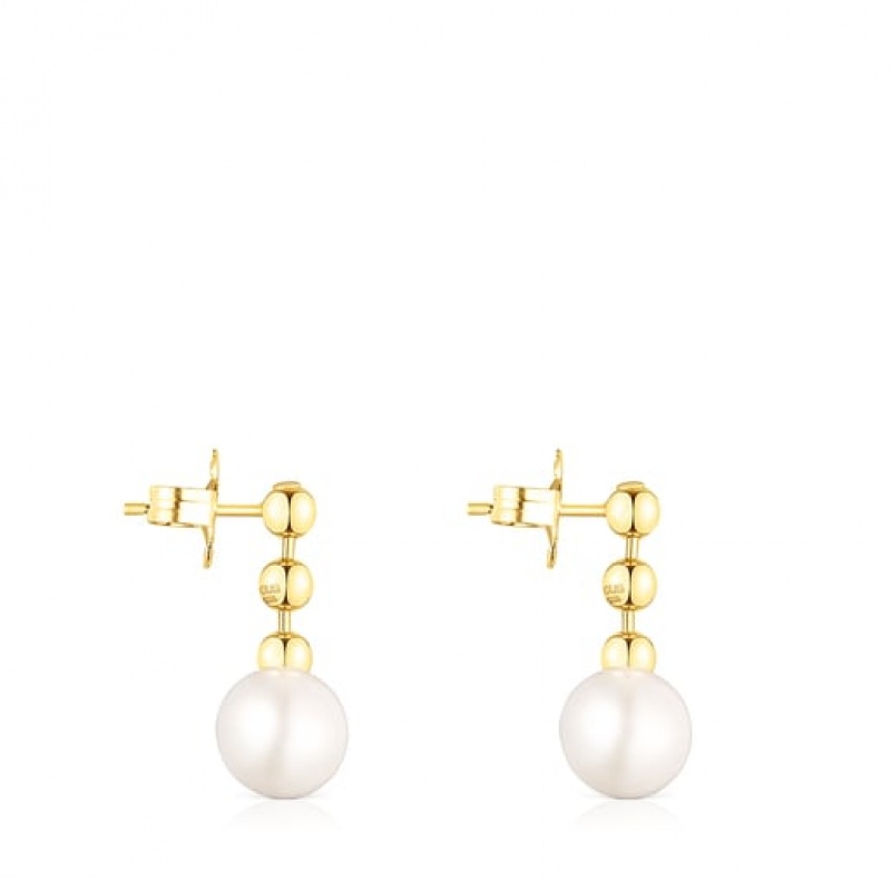 Tous Gloss Pearl Women's Earrings 18k Gold | NFJ320597 | Usa