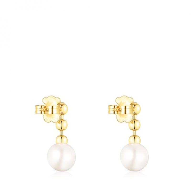 Tous Gloss Pearl Women's Earrings 18k Gold | NFJ320597 | Usa