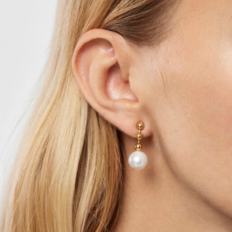 Tous Gloss Pearl Women's Earrings 18k Gold | NFJ320597 | Usa