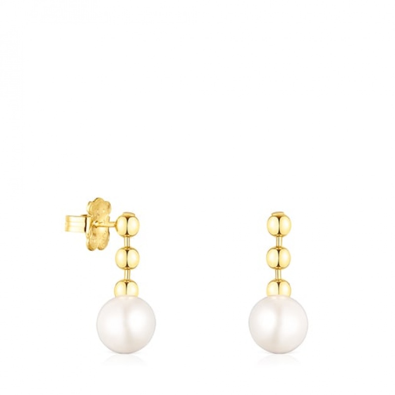 Tous Gloss Pearl Women\'s Earrings 18k Gold | NFJ320597 | Usa