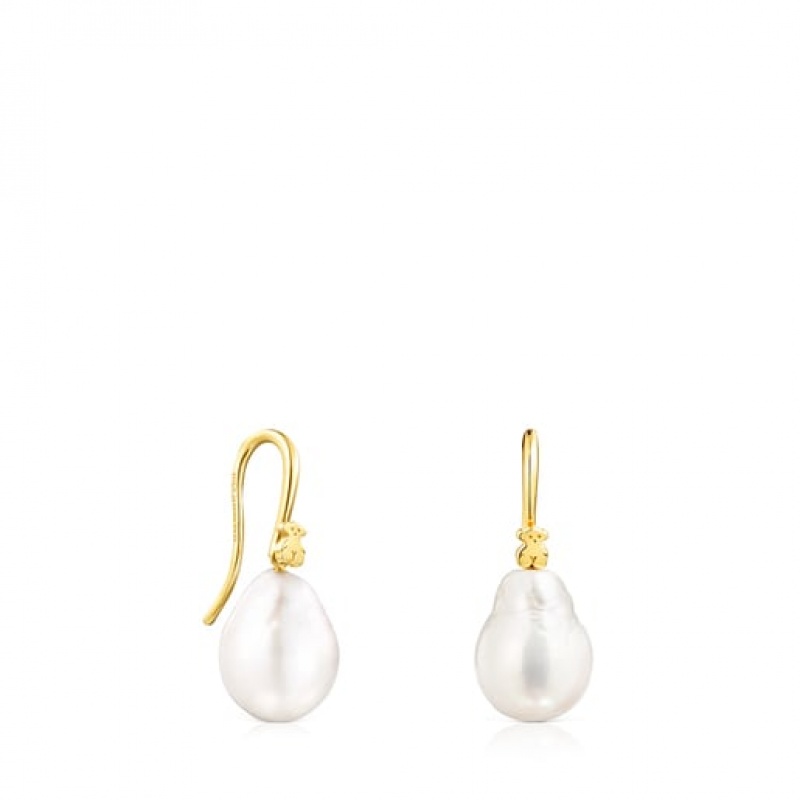 Tous Gloss Pearl Women\'s Earrings 18k Gold | NCL056478 | Usa