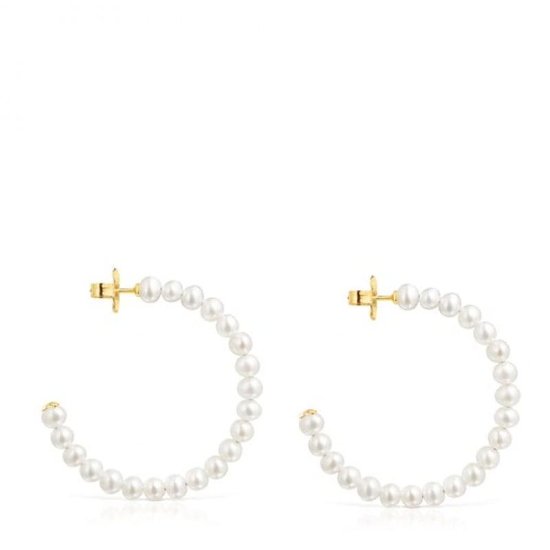 Tous Gloss Pearl Women's Earrings 18k Gold | BIG873025 | Usa