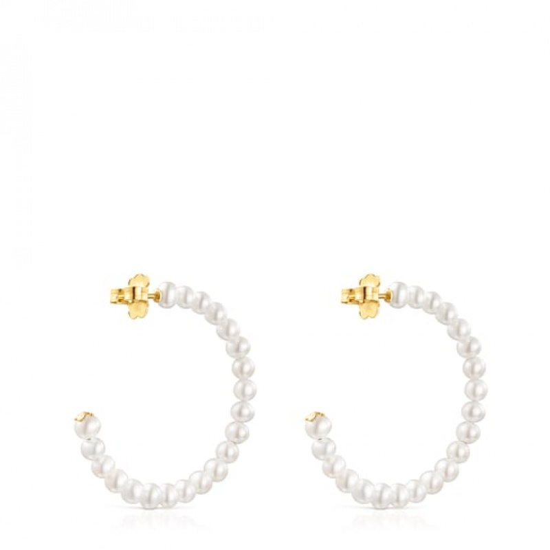 Tous Gloss Pearl Women's Earrings 18k Gold | BIG873025 | Usa