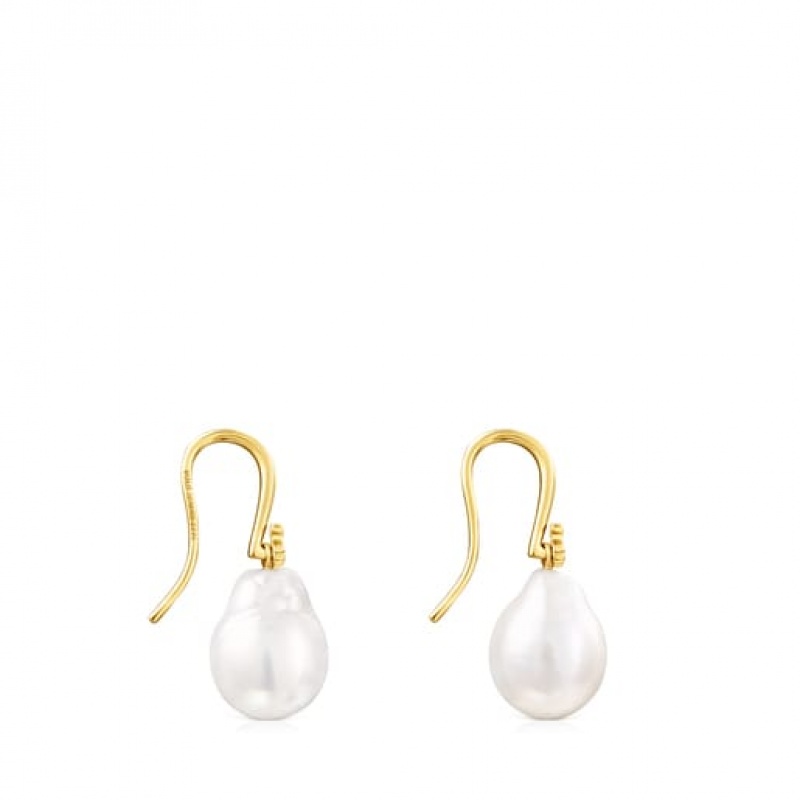 Tous Gloss Pearl Women's Earrings 18k Gold | QDV097368 | Usa