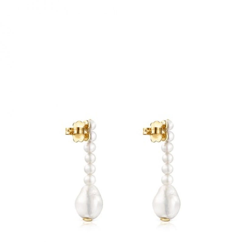 Tous Gloss Pearl Women's Earrings 18k Gold | XTQ506914 | Usa