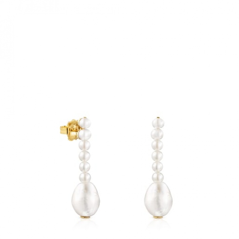 Tous Gloss Pearl Women\'s Earrings 18k Gold | XTQ506914 | Usa