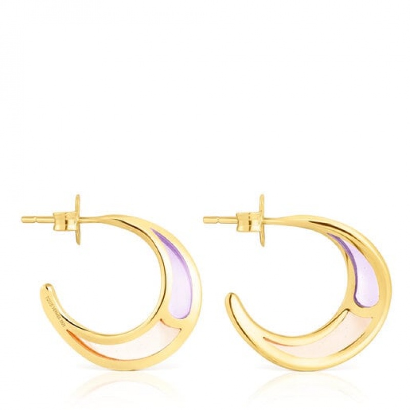 Tous Gregal Hoop Women's Earrings 18k Gold | SBG134702 | Usa