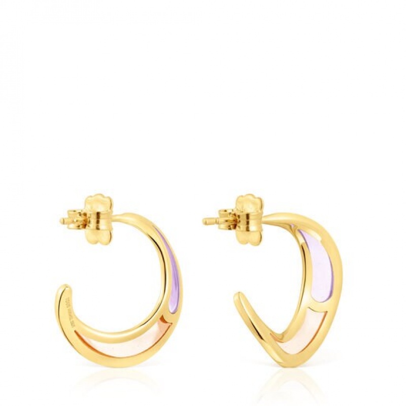 Tous Gregal Hoop Women's Earrings 18k Gold | SBG134702 | Usa