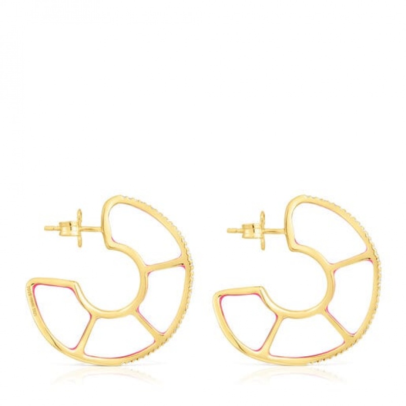 Tous Gregal Hoop Women's Earrings 18k Gold | MSC064973 | Usa