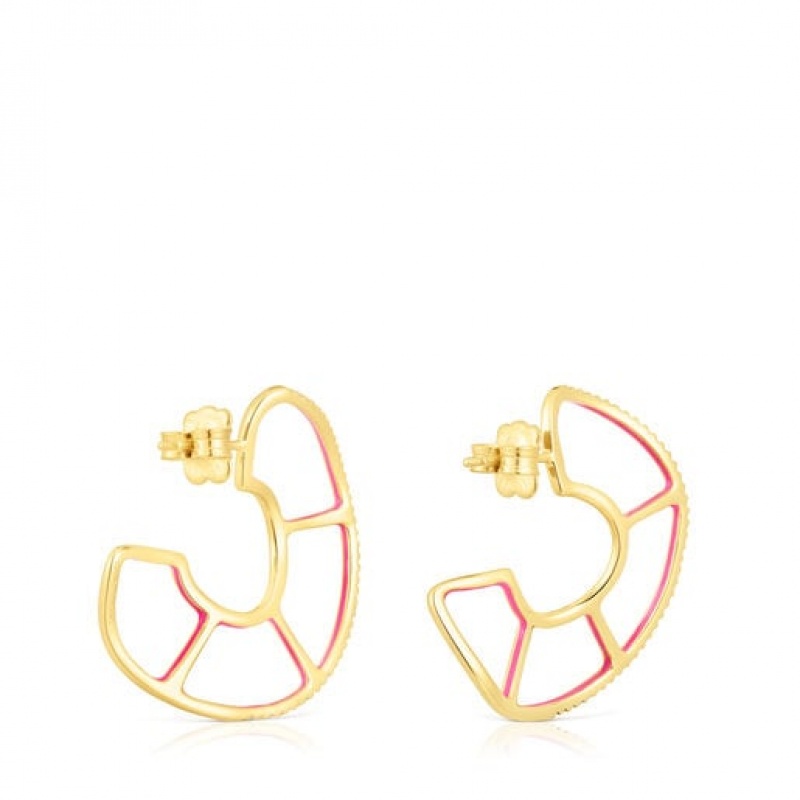 Tous Gregal Hoop Women's Earrings 18k Gold | MSC064973 | Usa