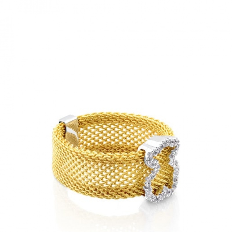 Tous Icon Mesh Diamond Women's Rings 18k Gold | XLJ609758 | Usa