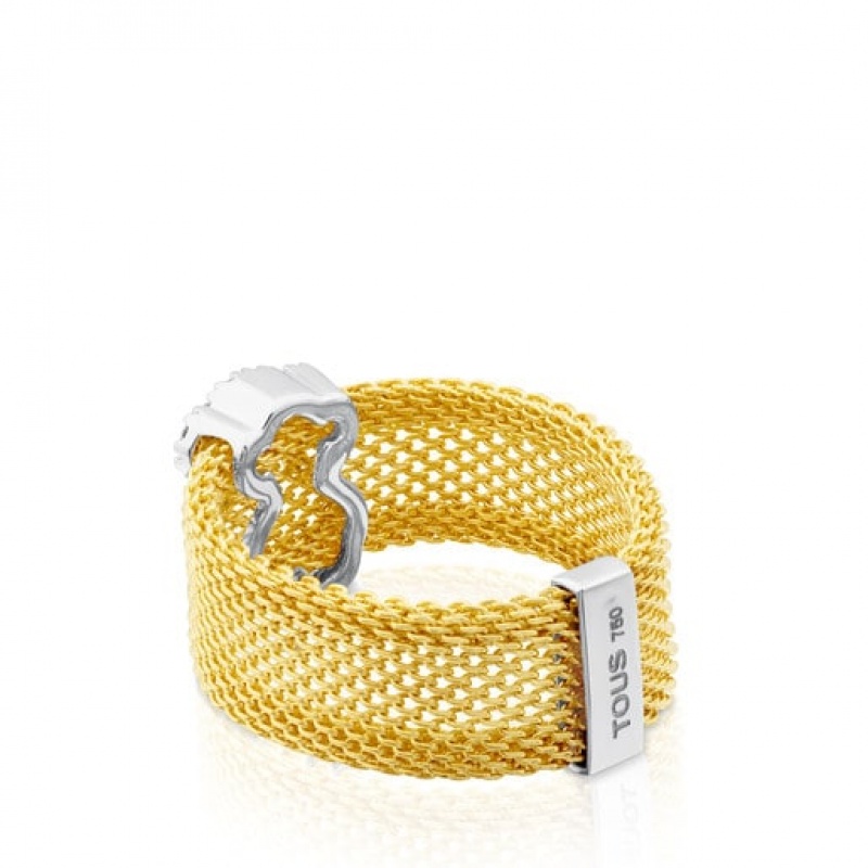 Tous Icon Mesh Diamond Women's Rings 18k Gold | XLJ609758 | Usa