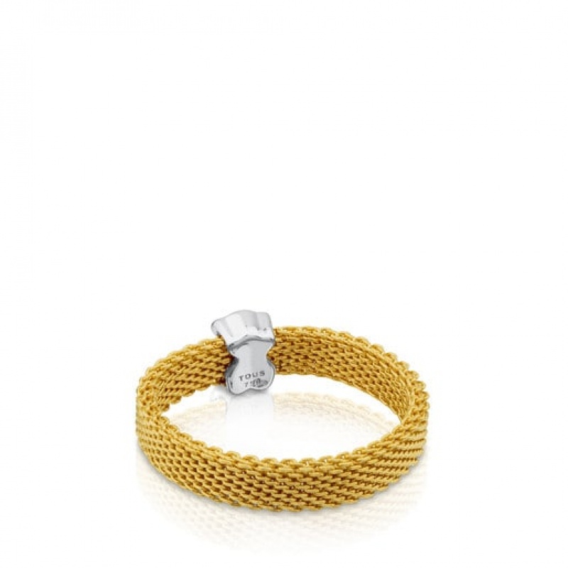 Tous Icon Mesh Diamond Women's Rings 18k Gold | OYJ582674 | Usa