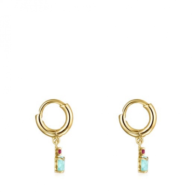 Tous Ivette Hoop Women's Earrings 18k Gold | AJV290586 | Usa