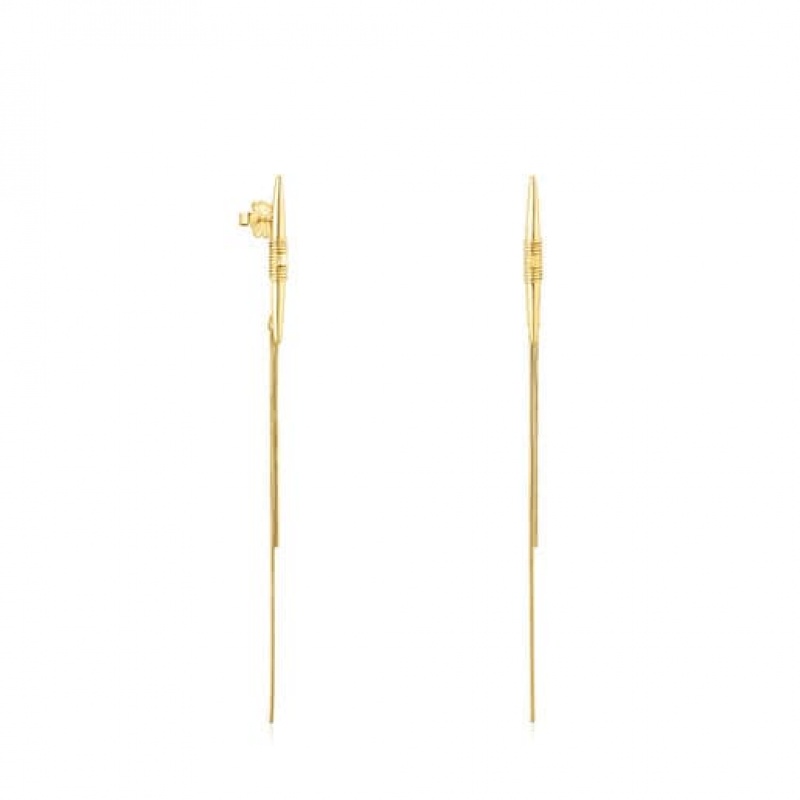 Tous Lure Long Women\'s Earrings 18k Gold | OWQ253608 | Usa