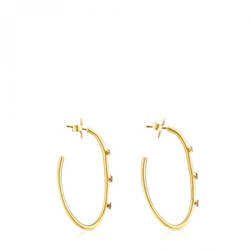 Tous Magic Nature Hoop Women's Earrings 18k Gold | LDW320761 | Usa